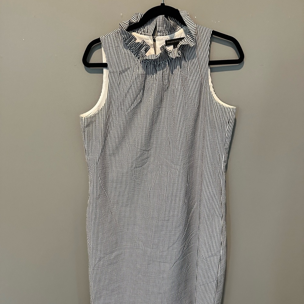 Banana Republic Black and White Striped Midi Dress
